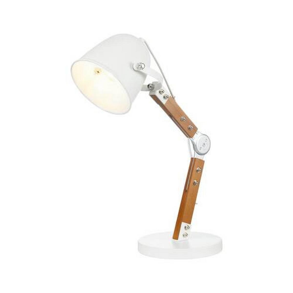 Stolní lampa GEORGE max. 40 Watt - bílá, Moderní, kov/dřevo - Bessagi Home