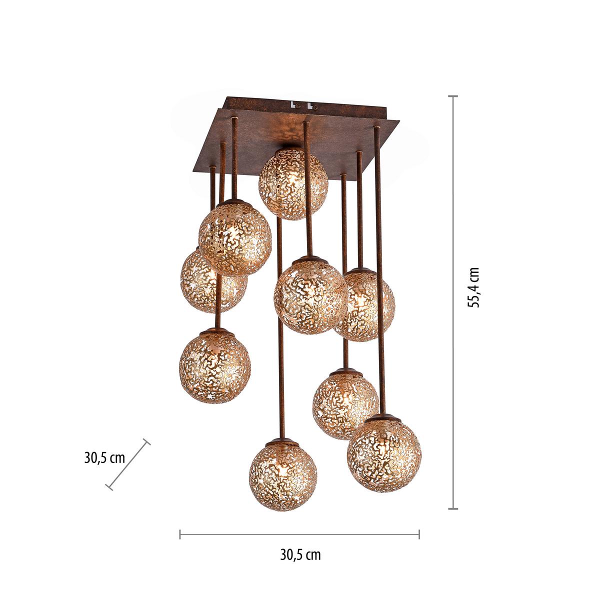 Led-deckenleuchte 6238-48 Greta - Rostfarben, KONVENTIONELL, Kunststoff/Metall (30,5/30,5/55,4cm) - Paul Neuhaus