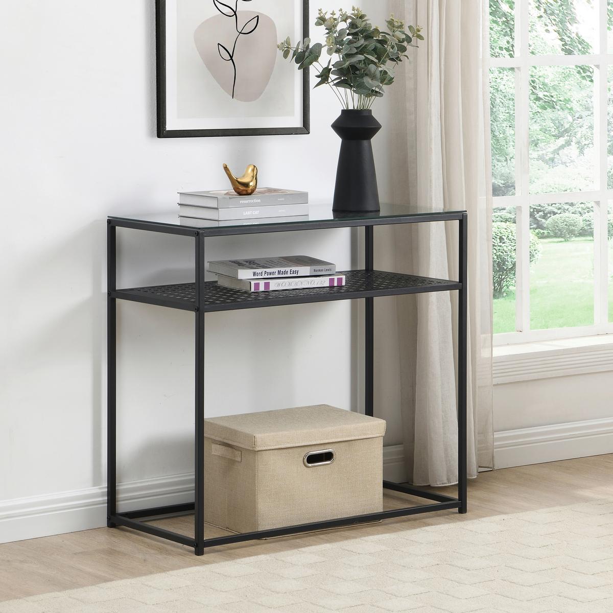 KONSOLENTISCH Schwarz B: 80 cm - Schwarz, Design, Glas/Metall (80/40/77cm) - MID.YOU