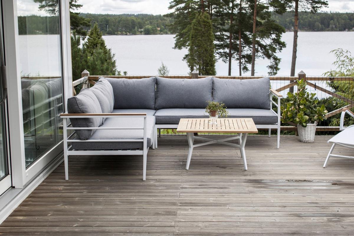 Loungegarnitur 2-Tlg Mexico Teakholz/Metall mit Kissen - Weiß, KONVENTIONELL, Holz/Metall (233/233cm) - Gardenson