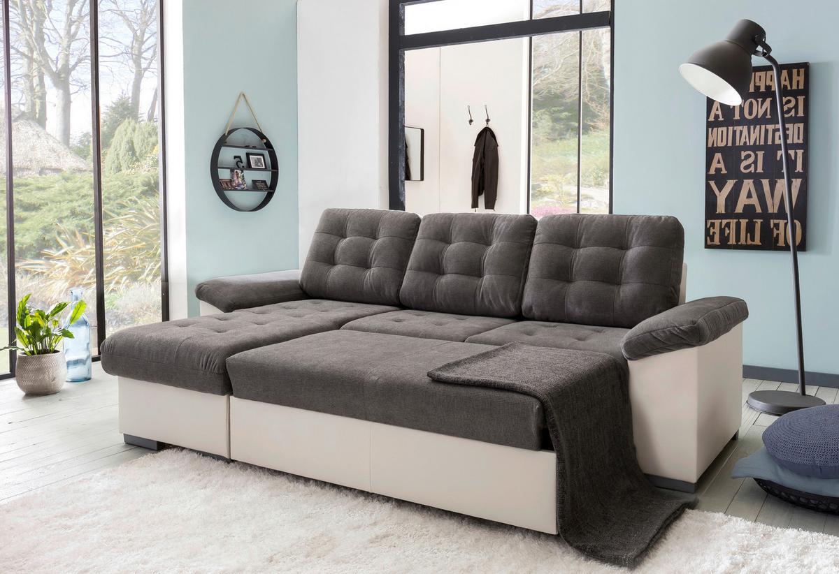 Eckschlafsofa Australia Creme/dunkelgrau S: 148x232 Cm - Dunkelgrau/Creme, MODERN, Textil (148/232cm) - MID.YOU