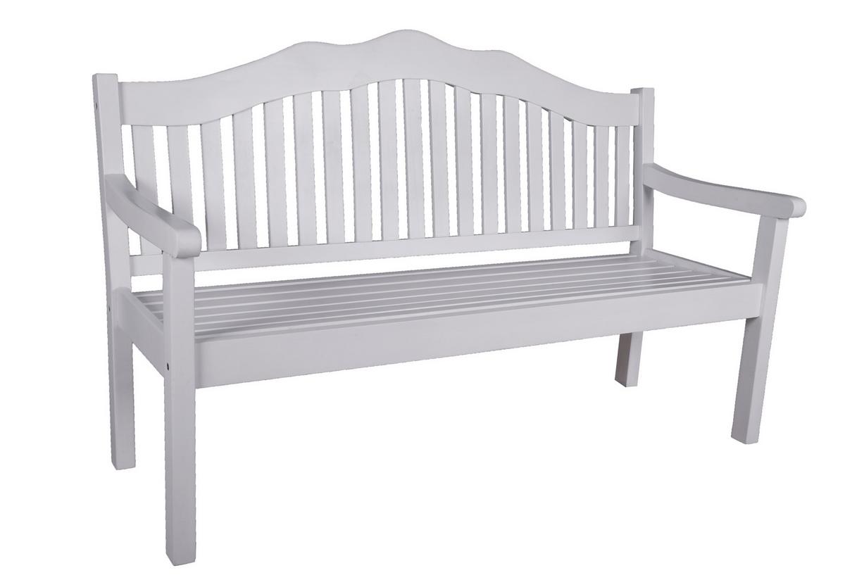 Gartenbank Eukalyptusholz Weiß 3-Sitzer Austin - Eukalyptusholzfarben/Weiß, Basics, Holz (160/103/64cm) - Gardenson