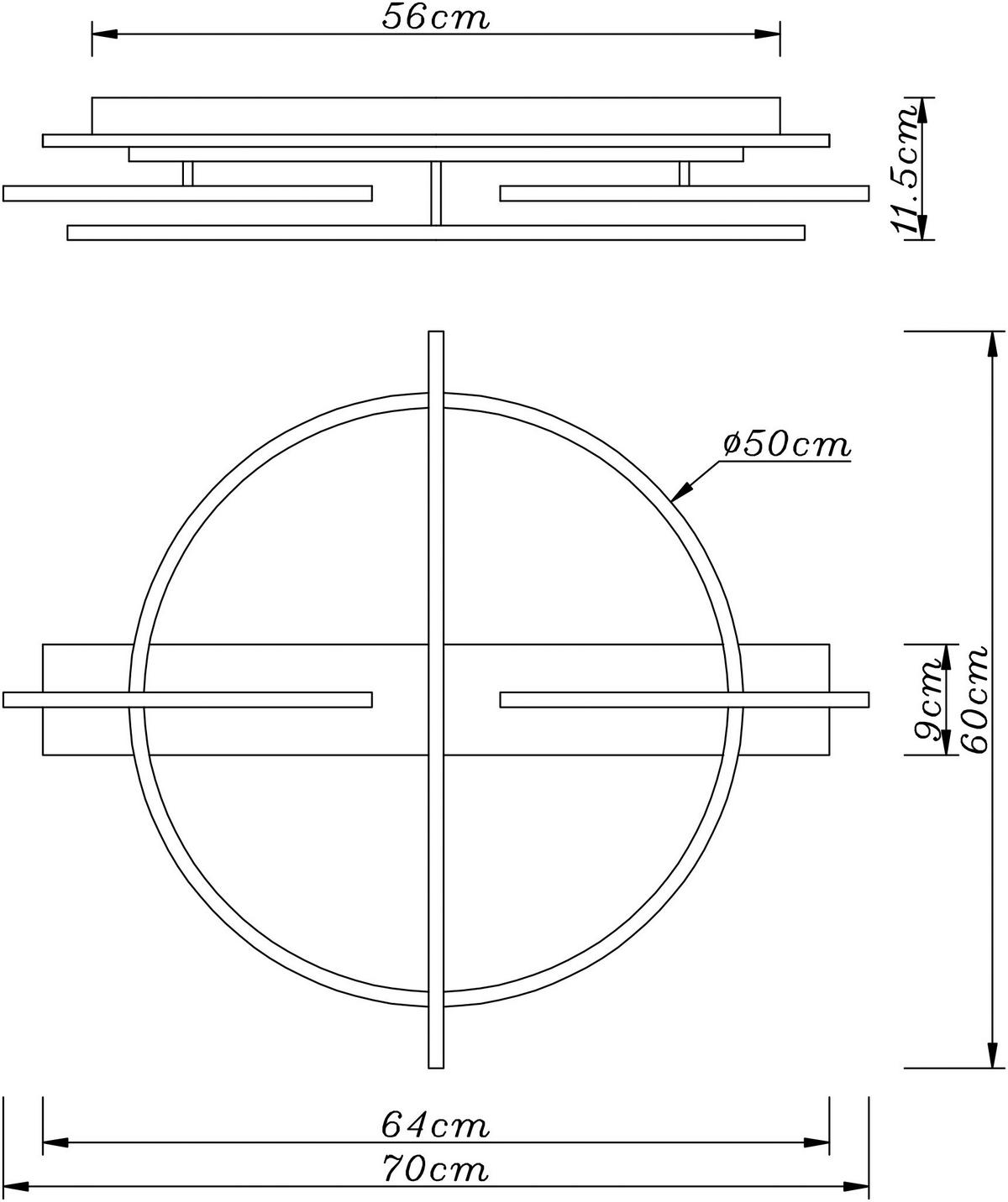 Led Mennyezeti Lámpa 67295d1 - sötétbarna/fekete, Design, műanyag/faalapú anyag (70/60/11,5cm) - Globo