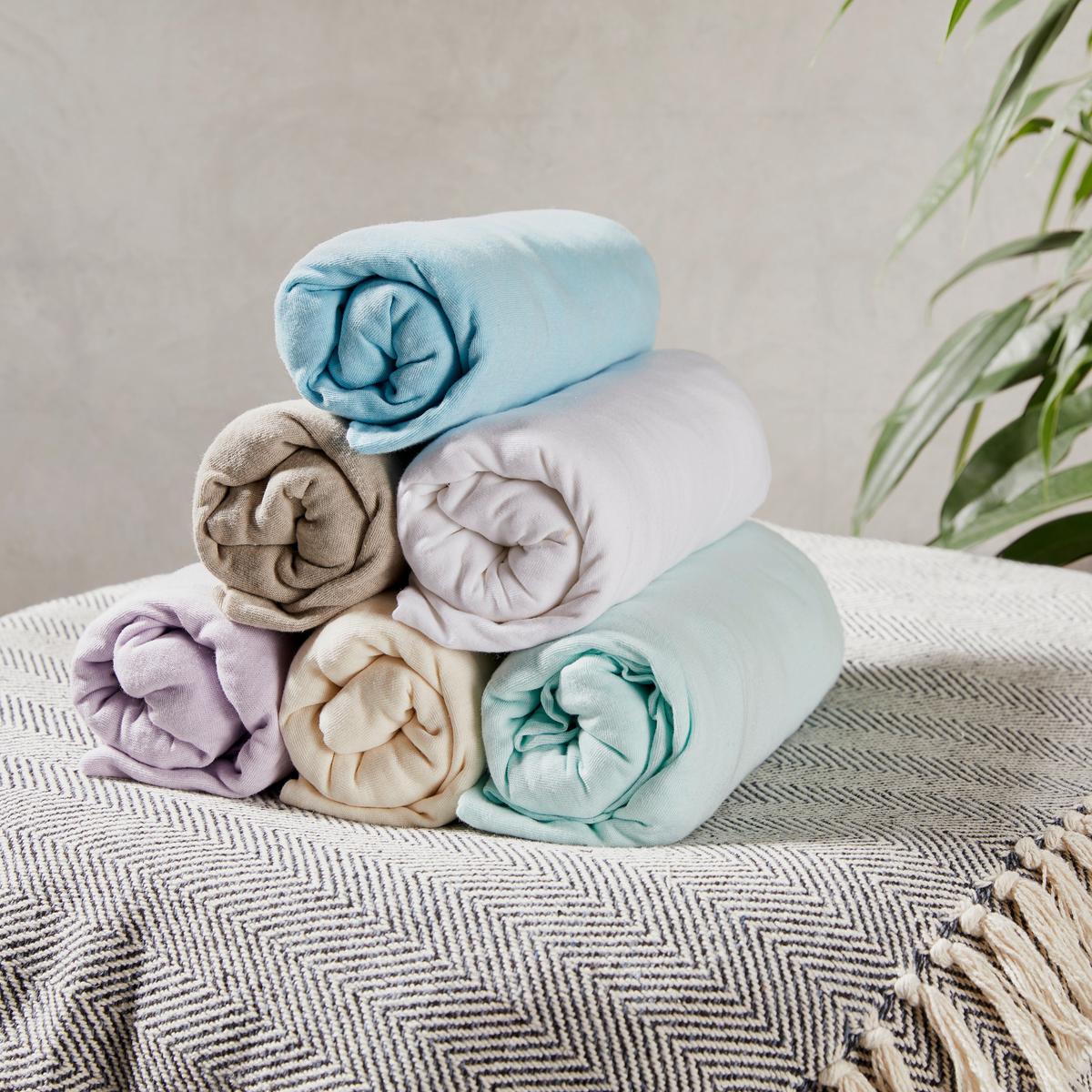 Spannleintuch Isadora 100x200 Cm Jersey-Baumwolle - Taupe/Lila, MODERN, Textil (100/200cm) - Ondega