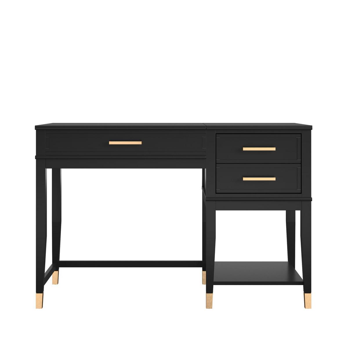 Schreibtisch Westerleigh Schwarz B: 77 cm - Schwarz, Design, Holzwerkstoff/Metall (115/77/49cm) - MID.YOU
