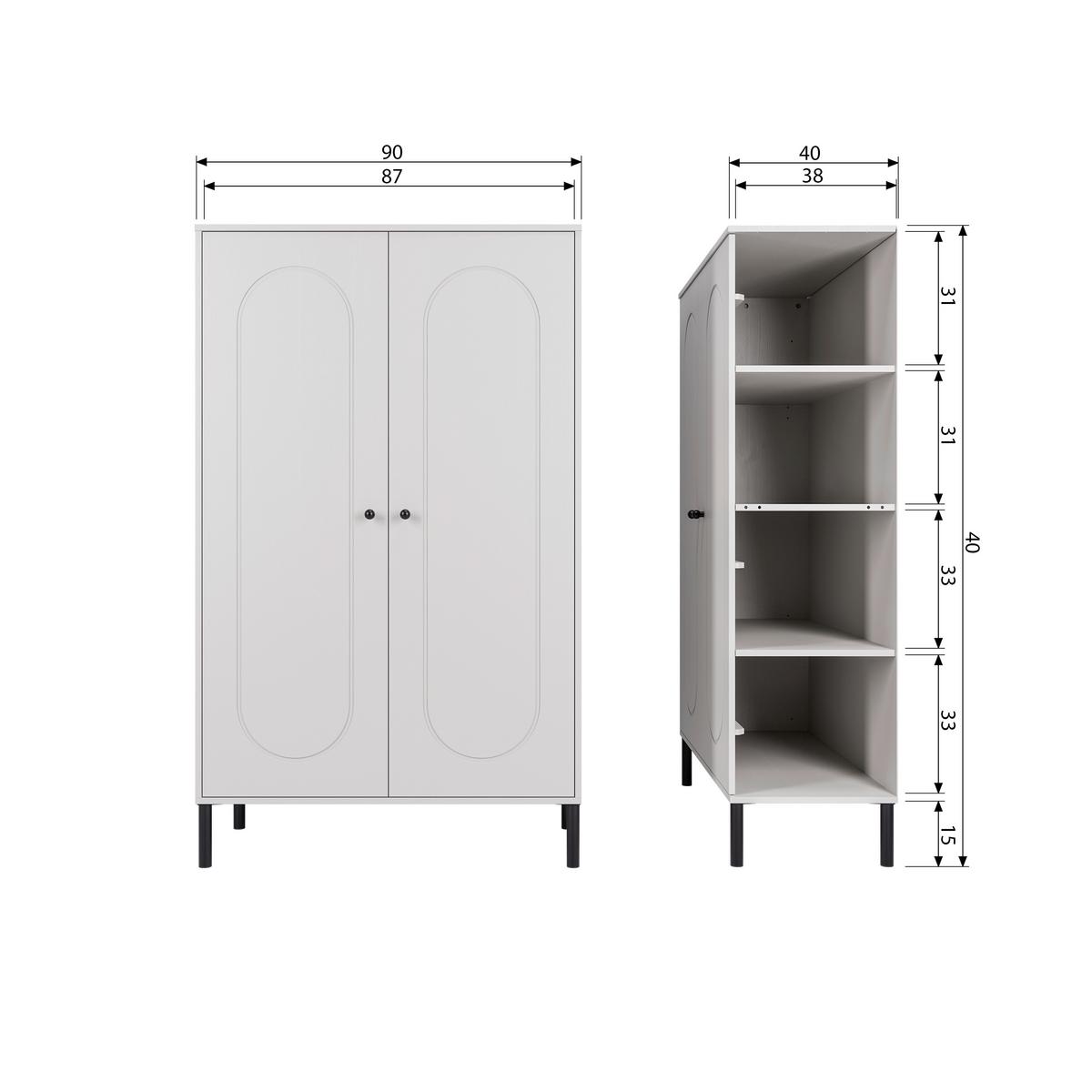 Garderobenschrank Xina Grau B: 90 Cm - Schwarz/Grau, Design, Holz (90/149/40cm) - Livetastic