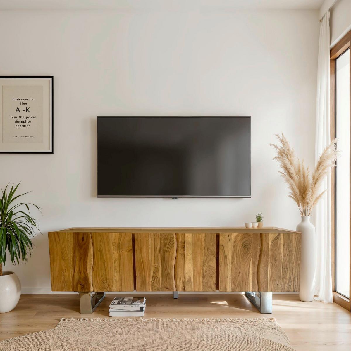 Lowboard Akaziefarben B: 160cm - Chromfarben/Akaziefarben, Natur, Holz (160/56/46cm) - Livetastic