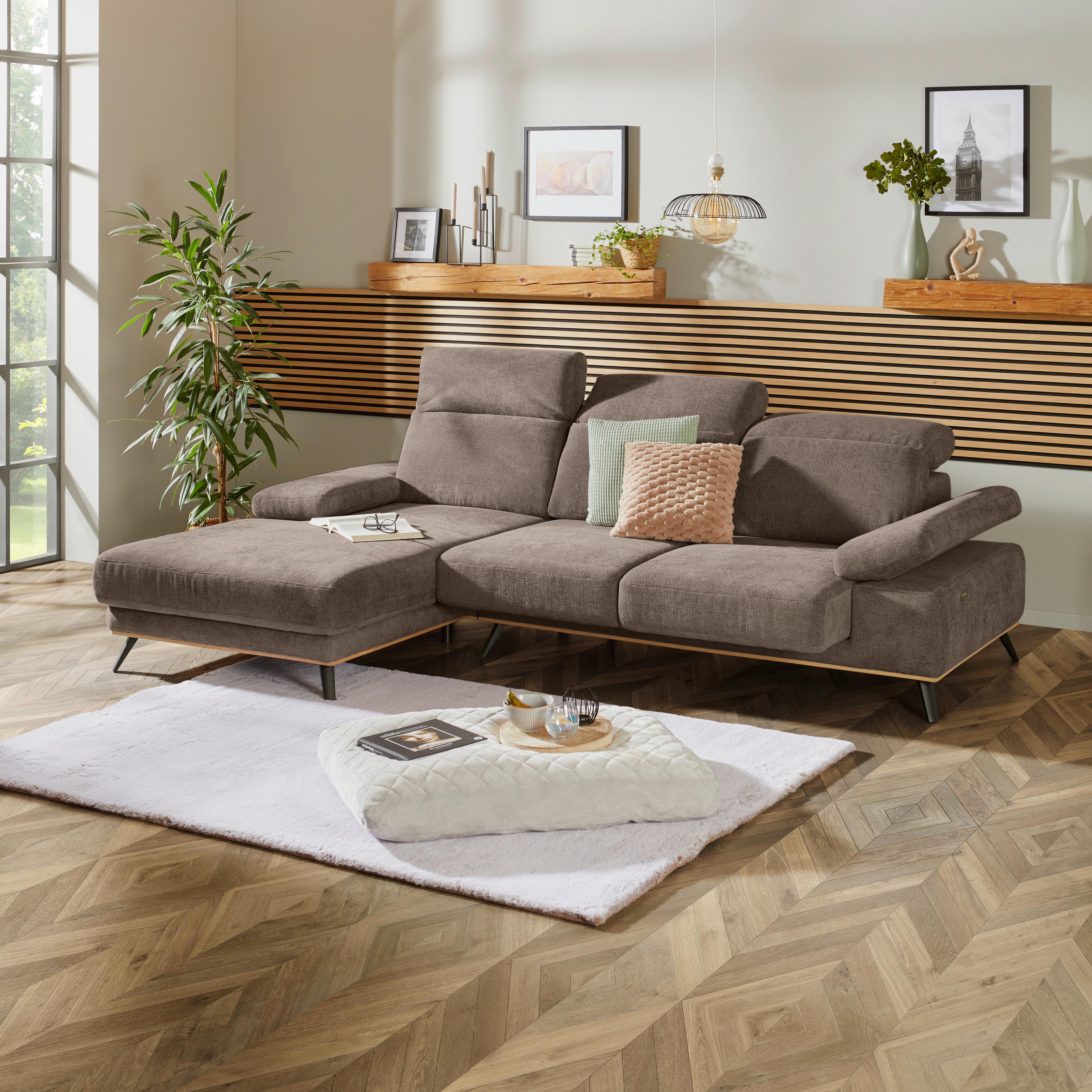 Ecksofa Royce - Schlammfarben/Schwarz, MODERN, Textil (194/283cm)