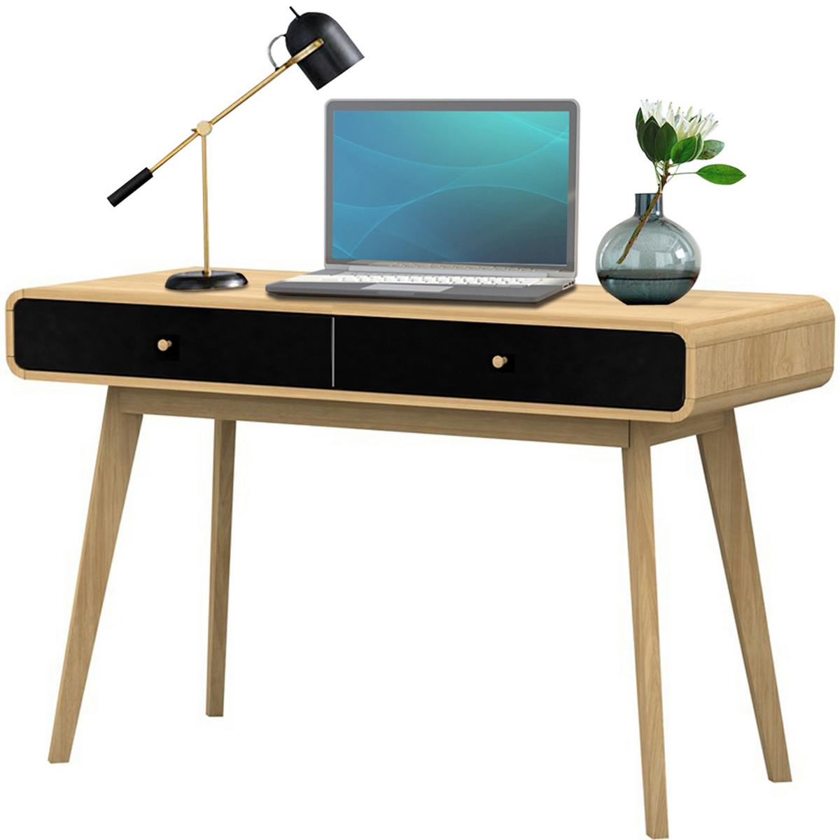 Schreibtisch Cassie Eichefarben 120 Cm - Eichefarben/Schwarz, Design, Holzwerkstoff (120/79/50cm) - MID.YOU