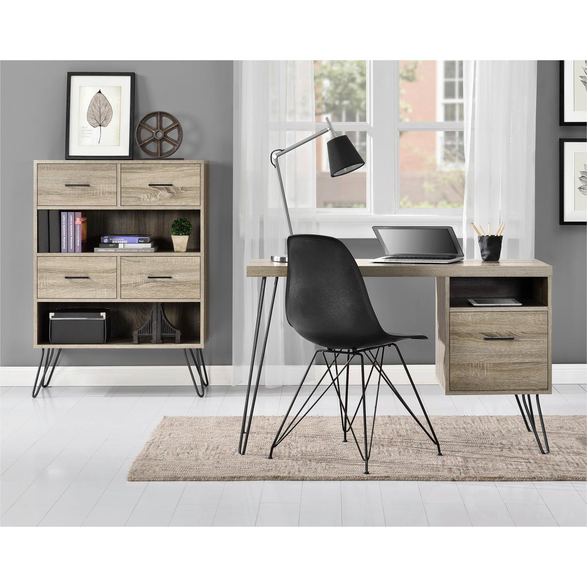 Kommode London Grau/eichefarben 79 Cm - Eichefarben/Schwarz, Design, Holzwerkstoff/Metall (79/112/36cm) - MID.YOU