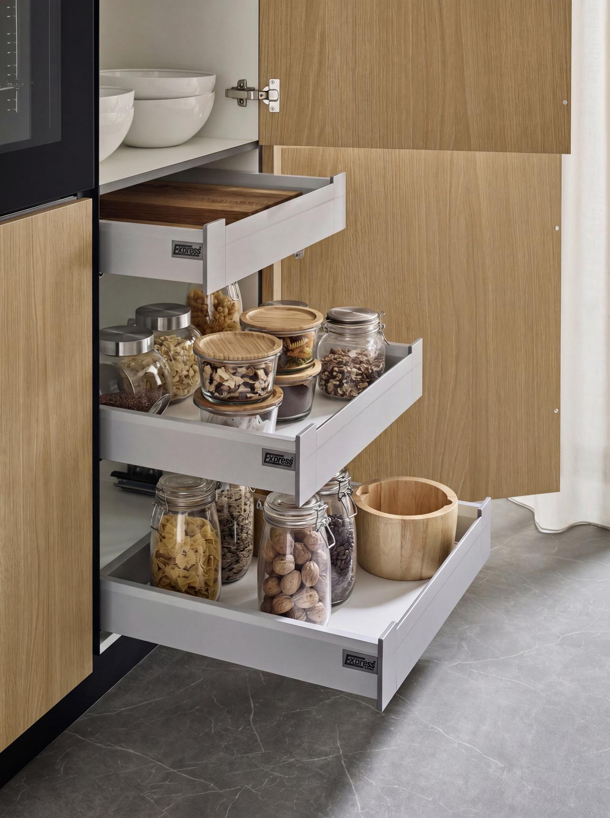 EINBAUKÜCHE PLAN/CLEAN - Eichefarben/Anthrazit, MODERN, Holzwerkstoff (249,2cm) - Express-Kuechen