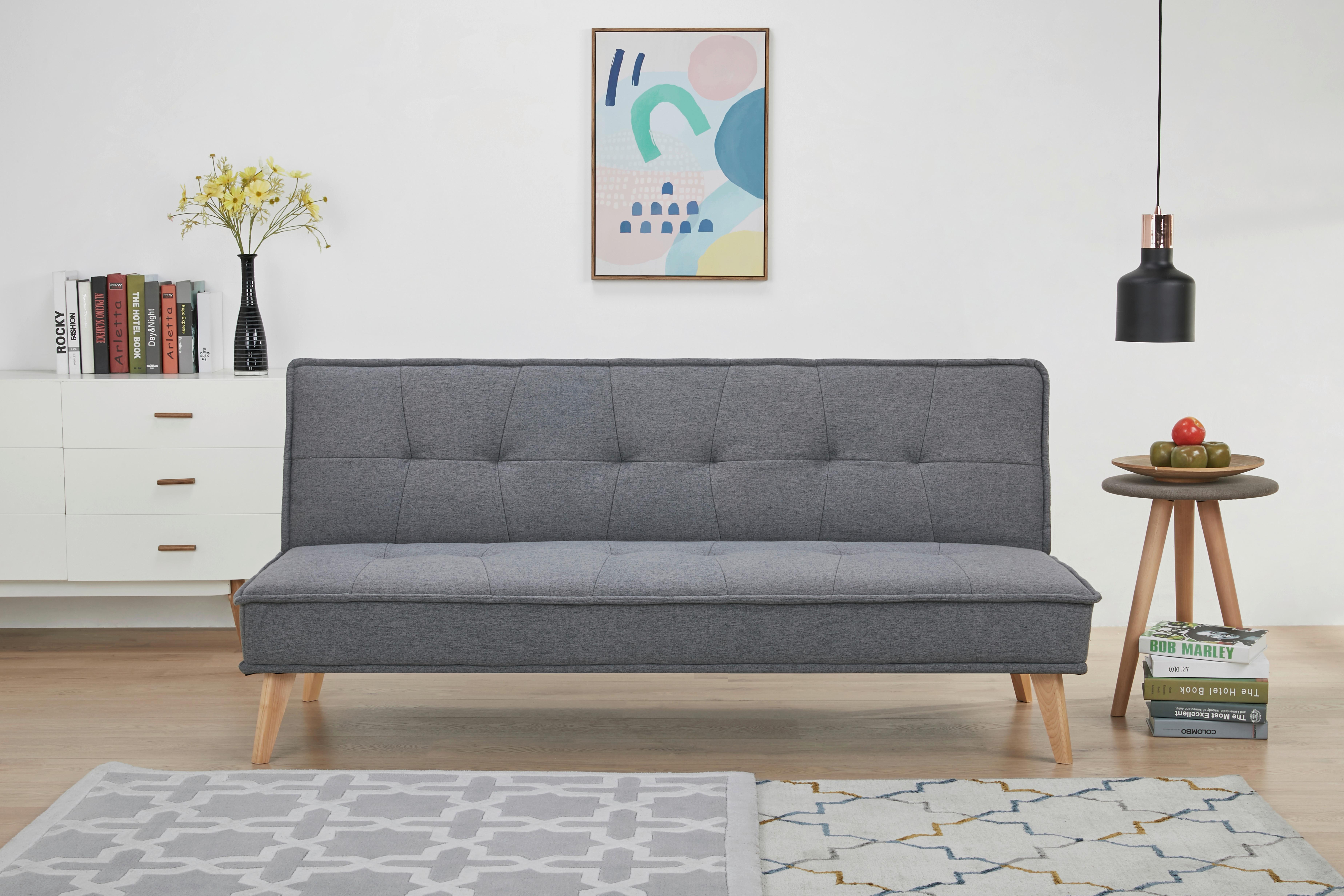 3-Sitzer-Sofa Mit Schlaffunktion Elba Grau - Grau/Kieferfarben, Design, Textil (181/82/85cm) - MID.YOU