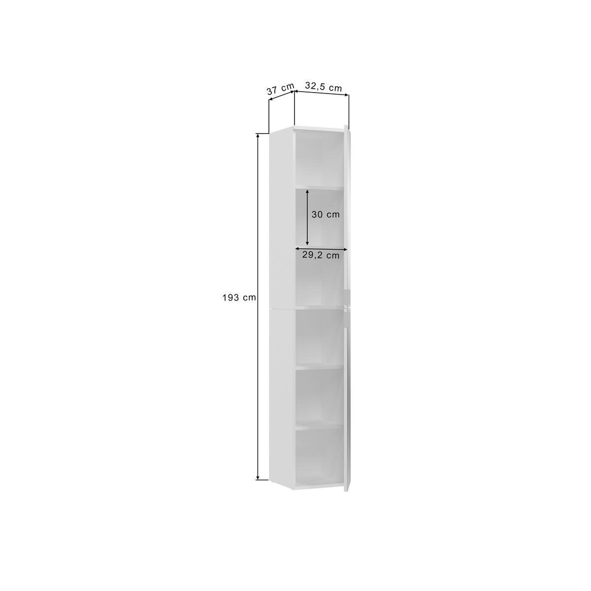 Mehrzweckschrank Projekt X Weiß Dekor Bxhxt 32,5x193x37cm - Schwarz/Weiß, MODERN, Glas/Holzwerkstoff (32,5/193/37cm) - MID.YOU
