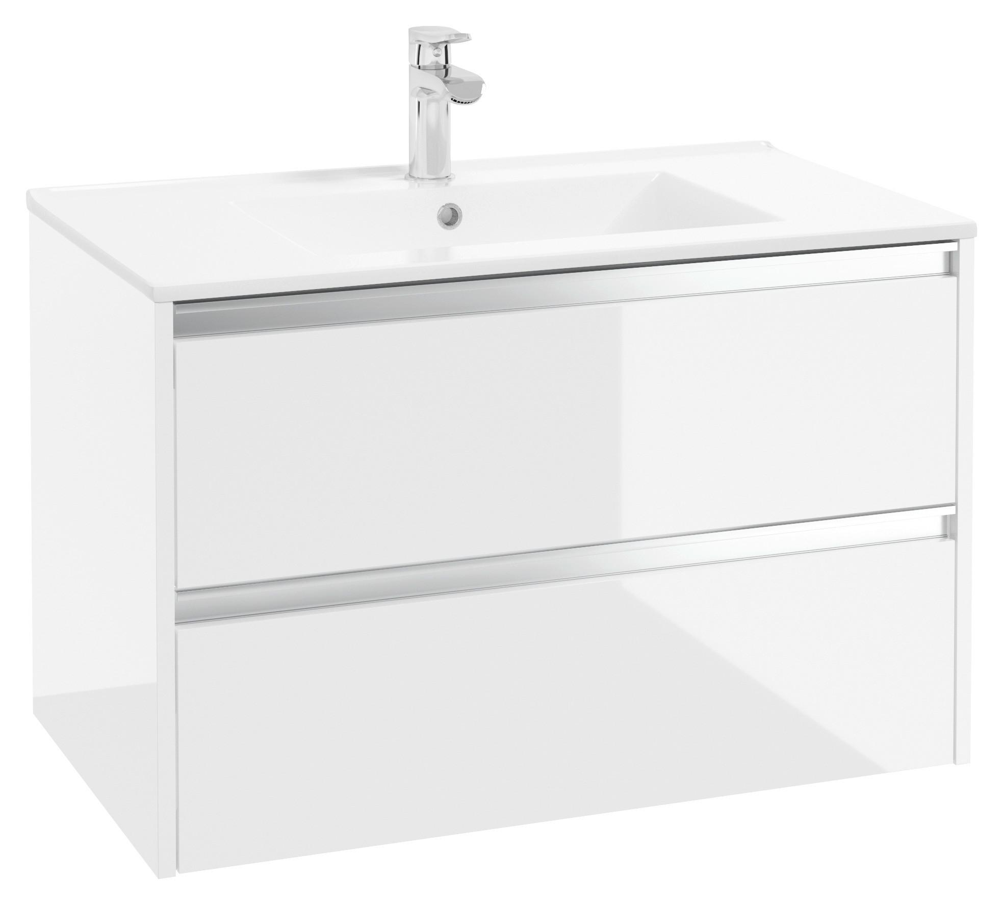 Waschbecken mit Unterschrank Nena B: 80 cm Weiß - Weiß, Basics, Keramik/Holzwerkstoff (80cm) - P & B