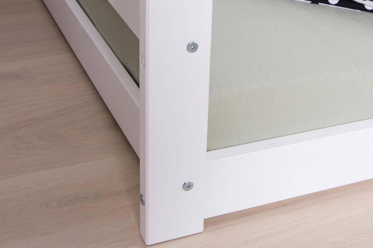 Bodenbett mit Rollrost 90x200 cm Weiß - Weiß/Naturfarben, MODERN, Holz (90/200cm) - MID.YOU