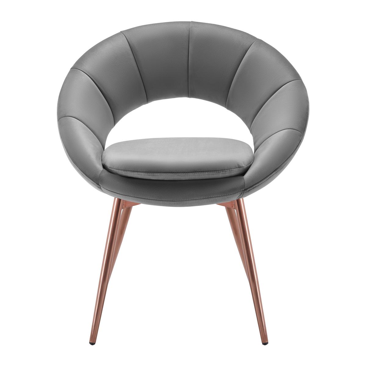 Židle ze sametu Levi šedá - šedá, Moderní, kov/dřevo (67/74/60.5cm) - Bessagi Home