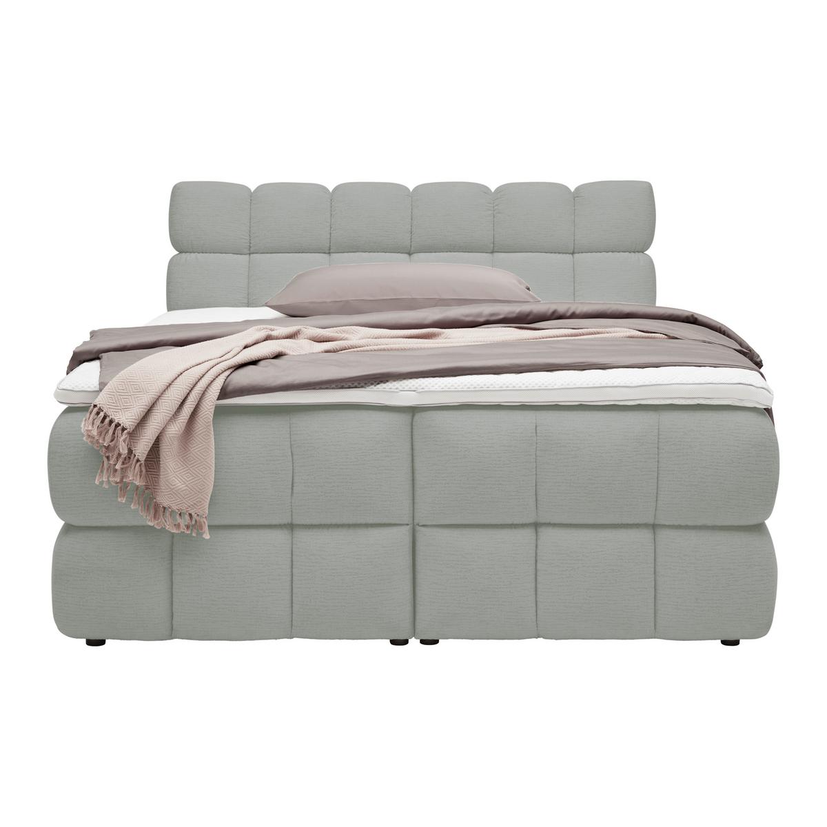 Boxspring postel BUBBLE BOX 180/200 cm, šedá - šedá/černá, Konvenční, kov/dřevo (180/200cm) - Premium Living