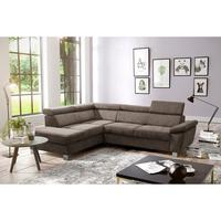 Ecksofa Lugano Mikrofaser Dunkelbraun 208x248 - Chromfarben/Dunkelbraun, Design, Textil (208/248cm) - Livetastic