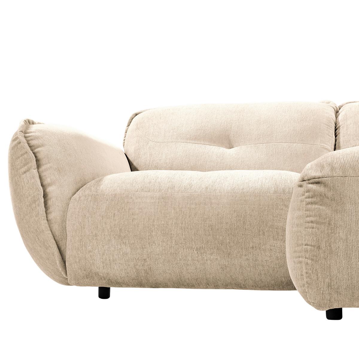 Ecksofa Fluffy, Creme S: 269x184 Cm - Creme/Schwarz, MODERN, Textil (269/184cm) - Trendmanufaktur