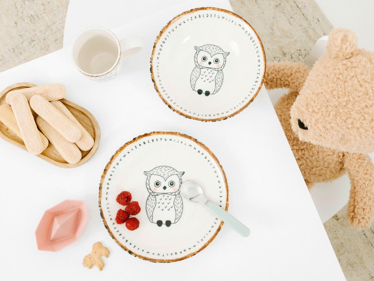 Kindergeschirrset Multicolor Steinzeug Eule - Multicolor, Basics, Keramik - Creatable