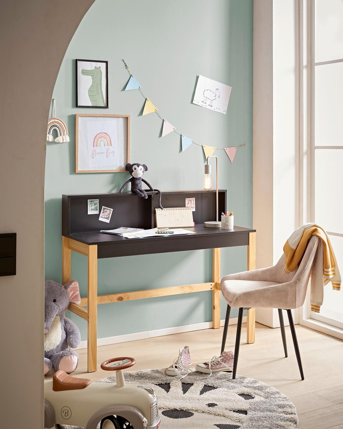 Schreibtisch Naturfarben, Schwarz L: 120cm - Schwarz/Naturfarben, Design, Holz/Holzwerkstoff (120/45/101cm) - Livetastic