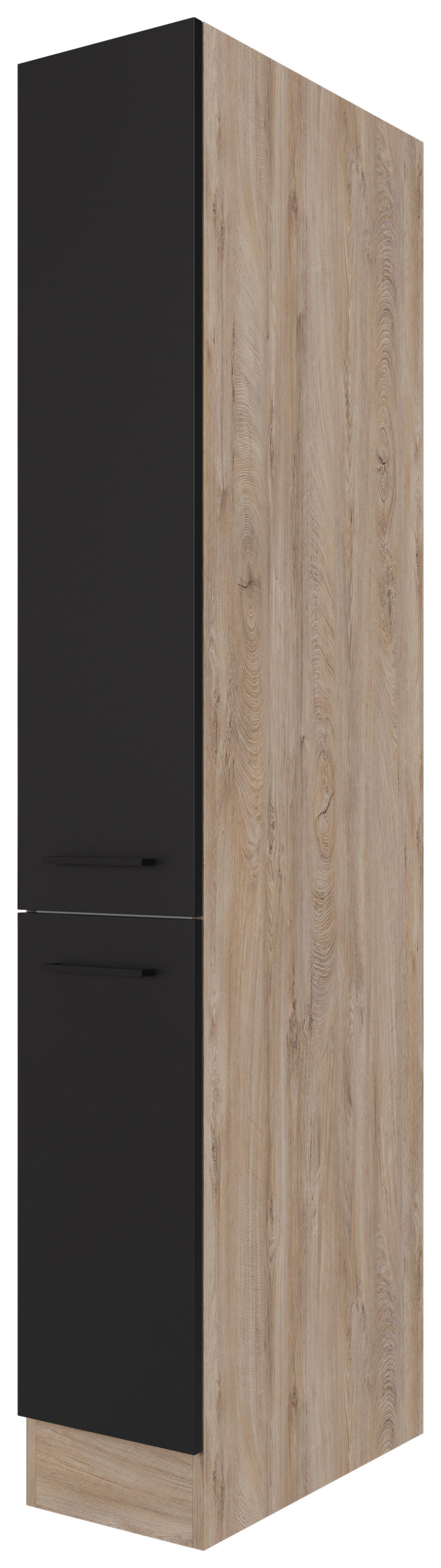 Apothekerschrank Capri B: 30 Cm Eiche Dekor/schwarz - Eichefarben/Schwarz, KONVENTIONELL, Holzwerkstoff (30/200/57cm) - FlexWell