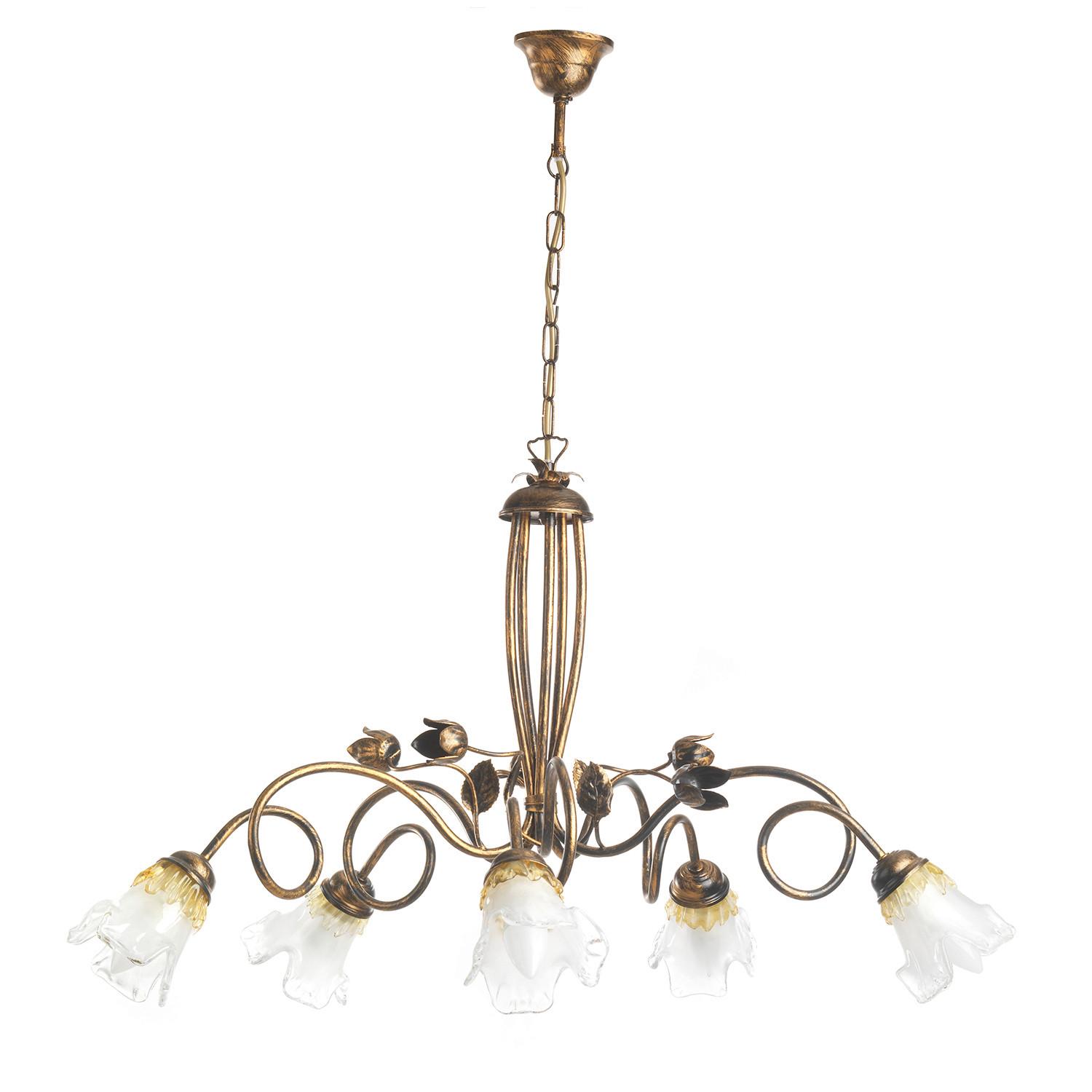 Kronleuchter 4984/5 - Bronzefarben, KONVENTIONELL, Glas/Metall (80/90cm)