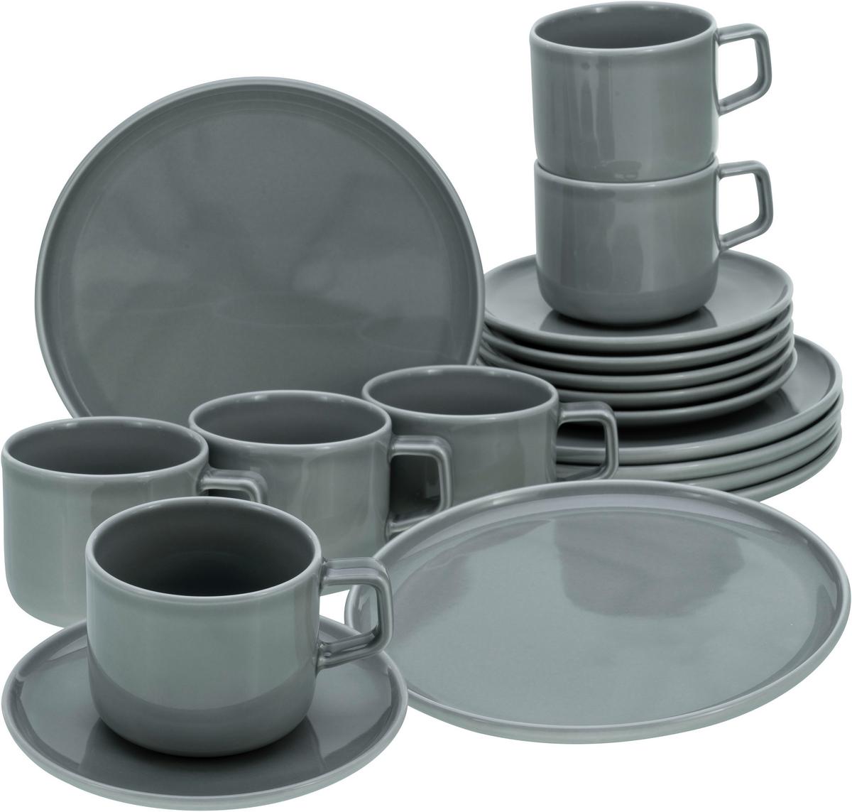 Kaffeeservice Keramik 6 Personen Geschirr Set - Grau, Basics, Keramik - Creatable