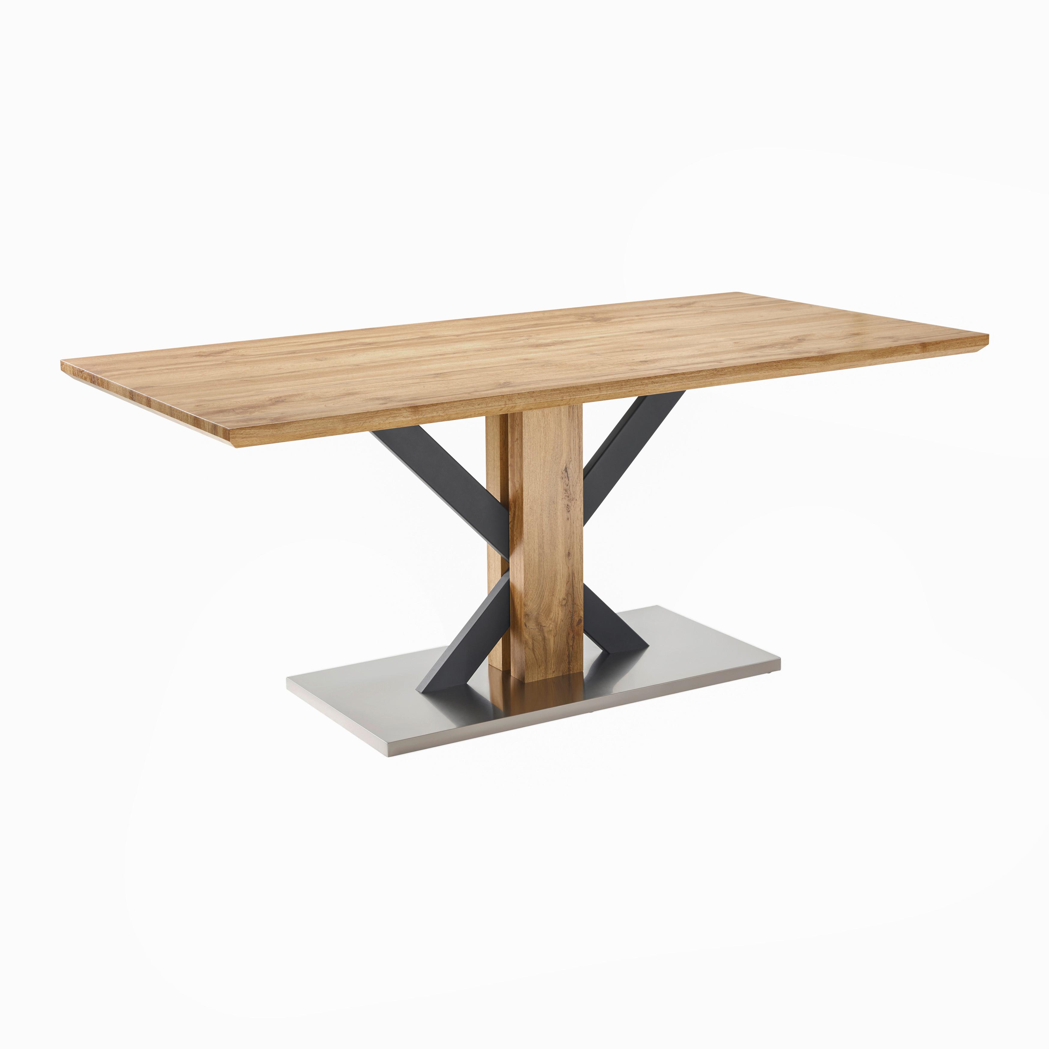 Jedálenský stôl KLEMENTIN 180x90 cm - čierna/farba ušľachtilej ocele, Modern, kov (180/90/76cm) - Bessagi Home