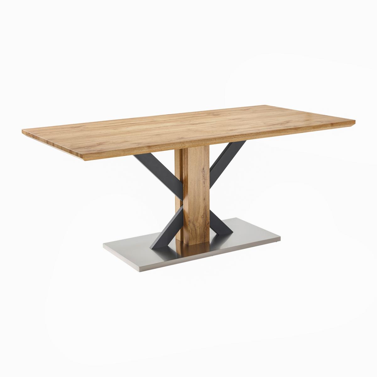 Jídelí stůl KLEMENTIN 180 - černá/barvy dubu, Moderní, kov/kompozitní dřevo (180/76/90cm) - Bessagi Home