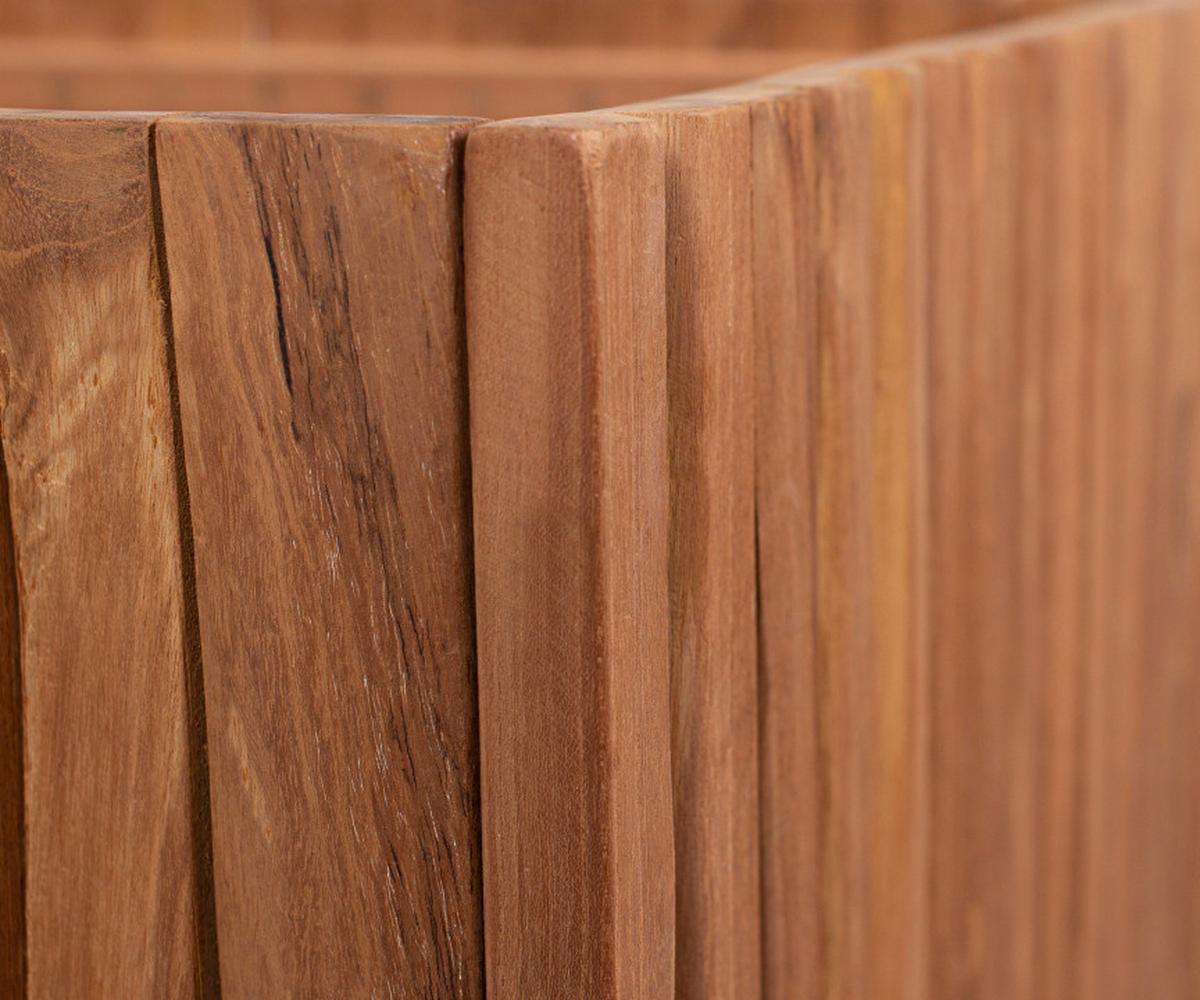 Gartenhocker Woodie Teakholz Braun/Taupe mit Stauraum - Taupe/Braun, Basics, Holz/Textil (45/45/45cm) - Gardenson