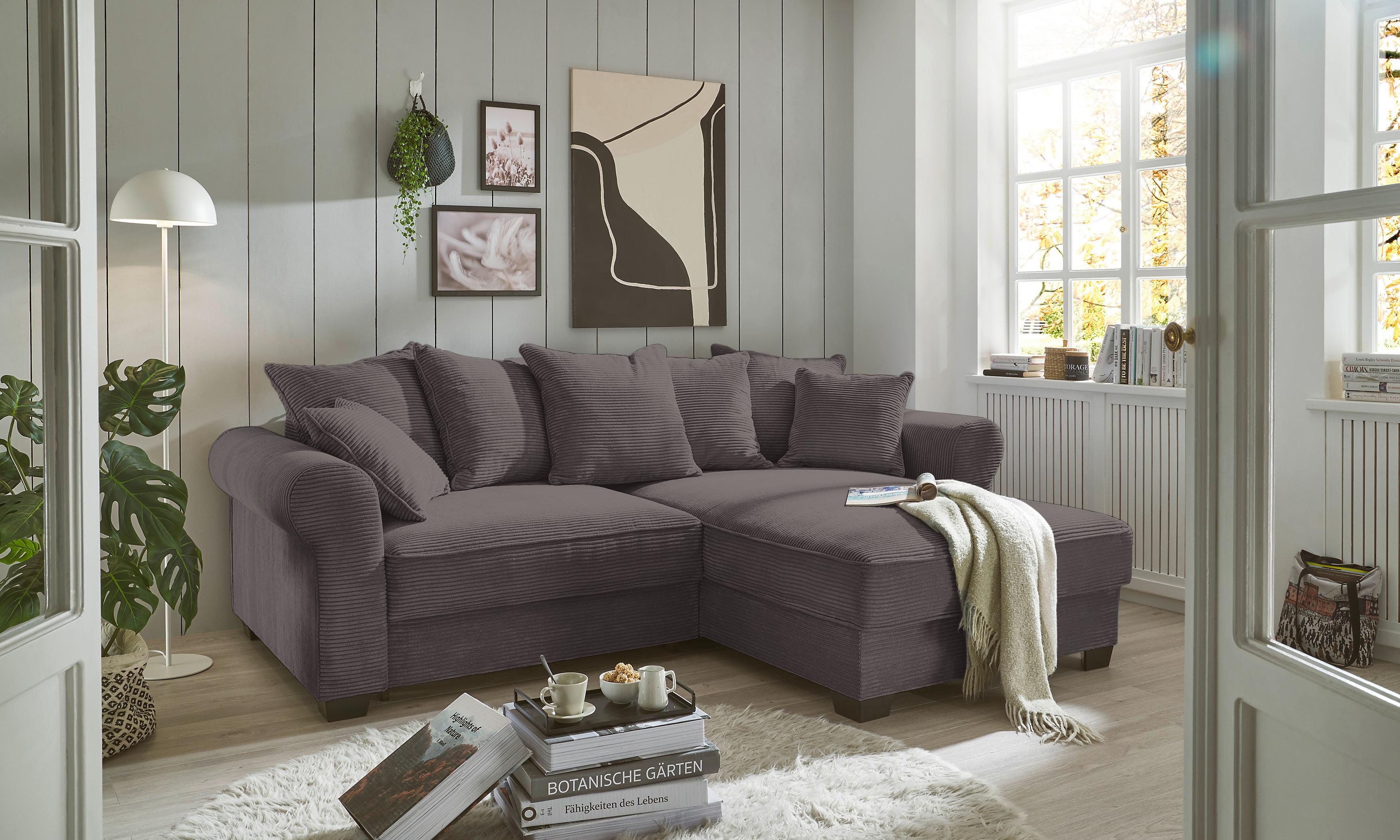 Ecksofa Maureen Dunkelgrau S: 255/185 cm - Dunkelgrau/Schwarz, KONVENTIONELL, Textil (255/185cm) - MID.YOU