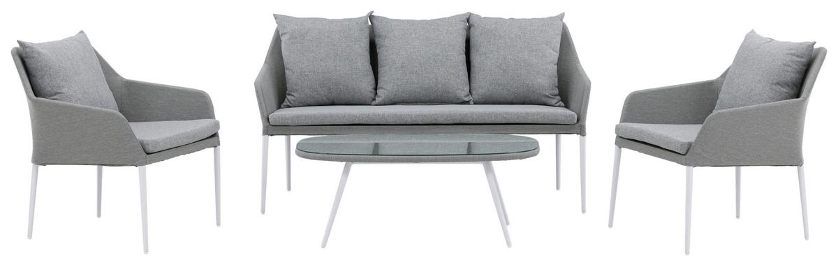 Loungegarnitur Spoga - Weiß/Grau, KONVENTIONELL, Glas/Textil - Gardenson