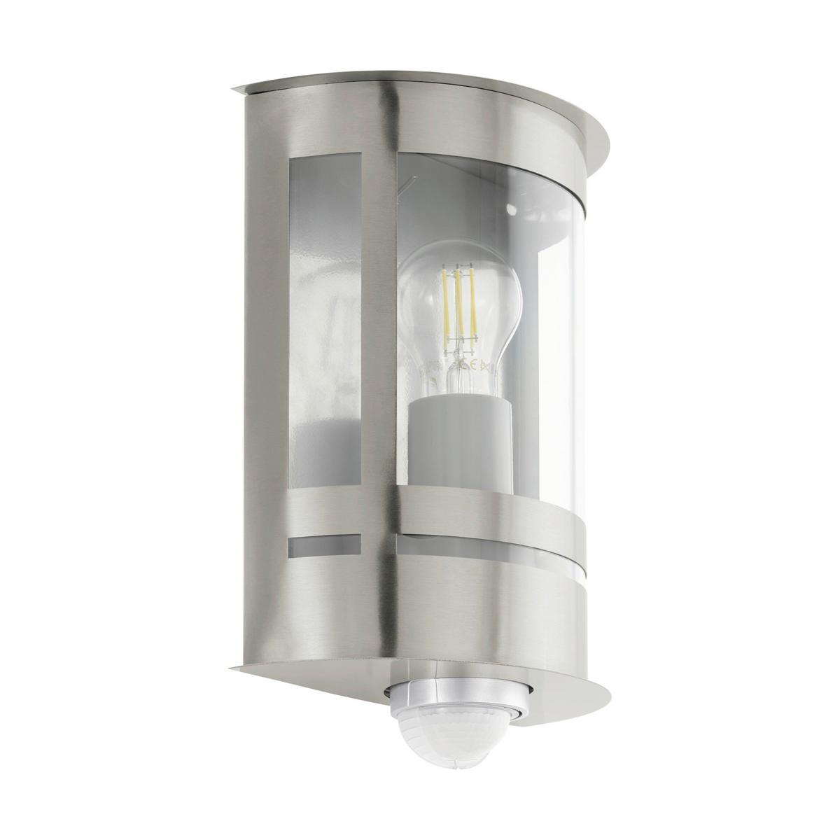 Außenwandleuchte Tribano 60w Metall Kunststoff, Wandmontage - Edelstahlfarben/Transparent, KONVENTIONELL, Kunststoff/Metall (20/26/10cm) - Eglo