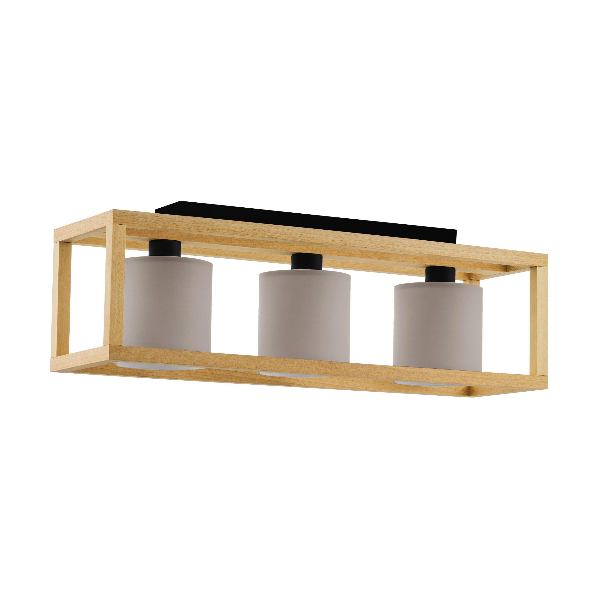 DECKENLEUCHTE 390106 GRANADOS - Schwarz/Braun, Natur, Holz/Textil (77/20/28cm) - Eglo