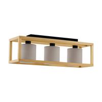 DECKENLEUCHTE 390106 GRANADOS - Schwarz/Braun, Natur, Holz/Textil (77/20/28cm) - Eglo