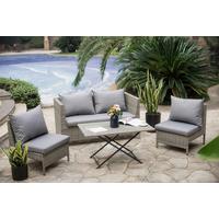 Loungegarnitur 4-tlg. Los Angeles - Beige/Grau, Basics, Kunststoff (100/53/59cm)