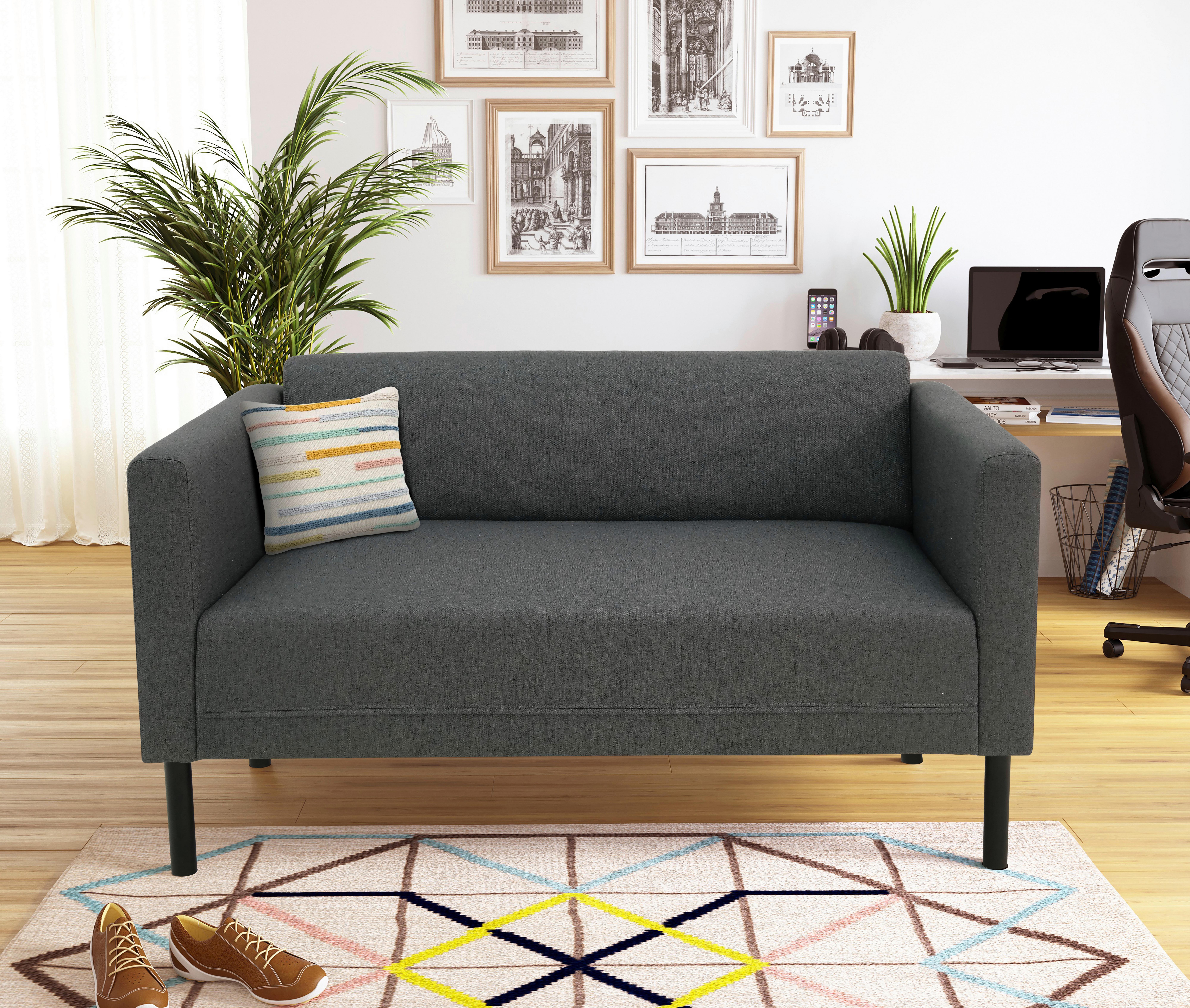 2-sitzer-sofa Derby Anthrazit - Anthrazit/Schwarz, Basics, Textil (133/70/66cm) - P & B