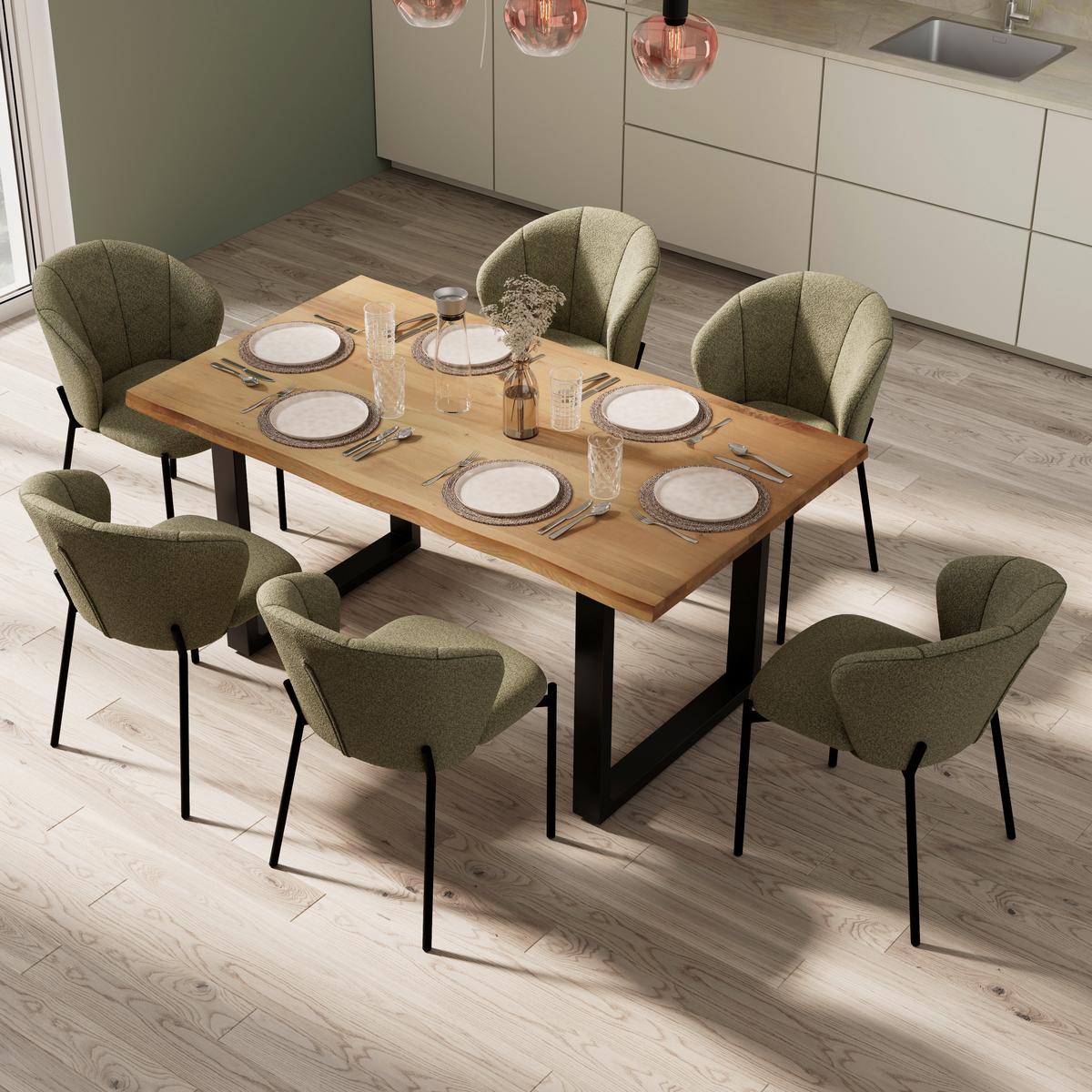 ŽIDLE ZOEY - černá/zelená, Moderní, kov/dřevo (48/79/61cm) - Bessagi Home