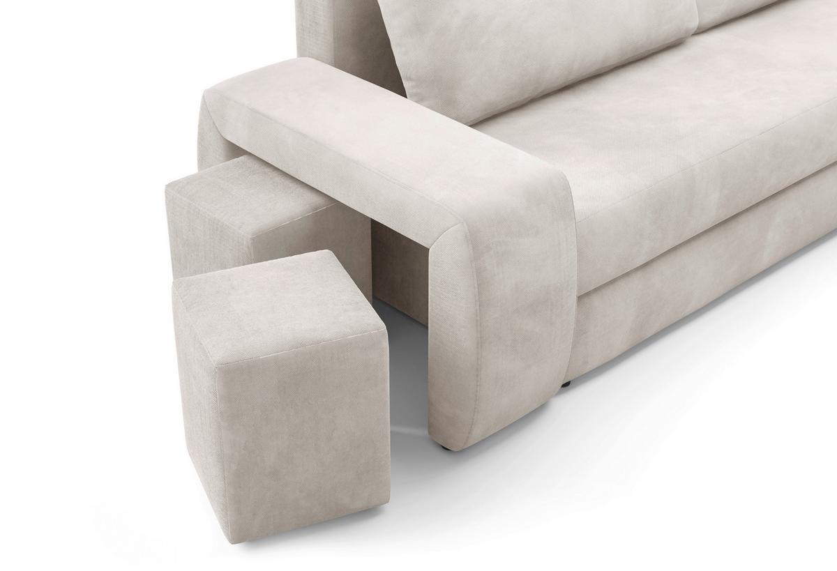 Schlafsofa Ines Creme B: 258cm - Creme/Schwarz, Design, Textil (258/98/95cm) - Livetastic