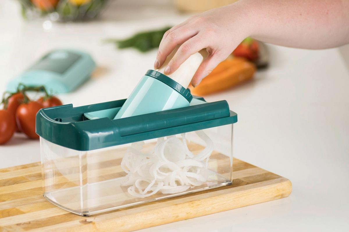 Obst/Gemüseschneiderset-Set Nicer Dicer Fusion 16 -teilig. - Dunkelgrün, Basics, Kunststoff/Metall - Genius