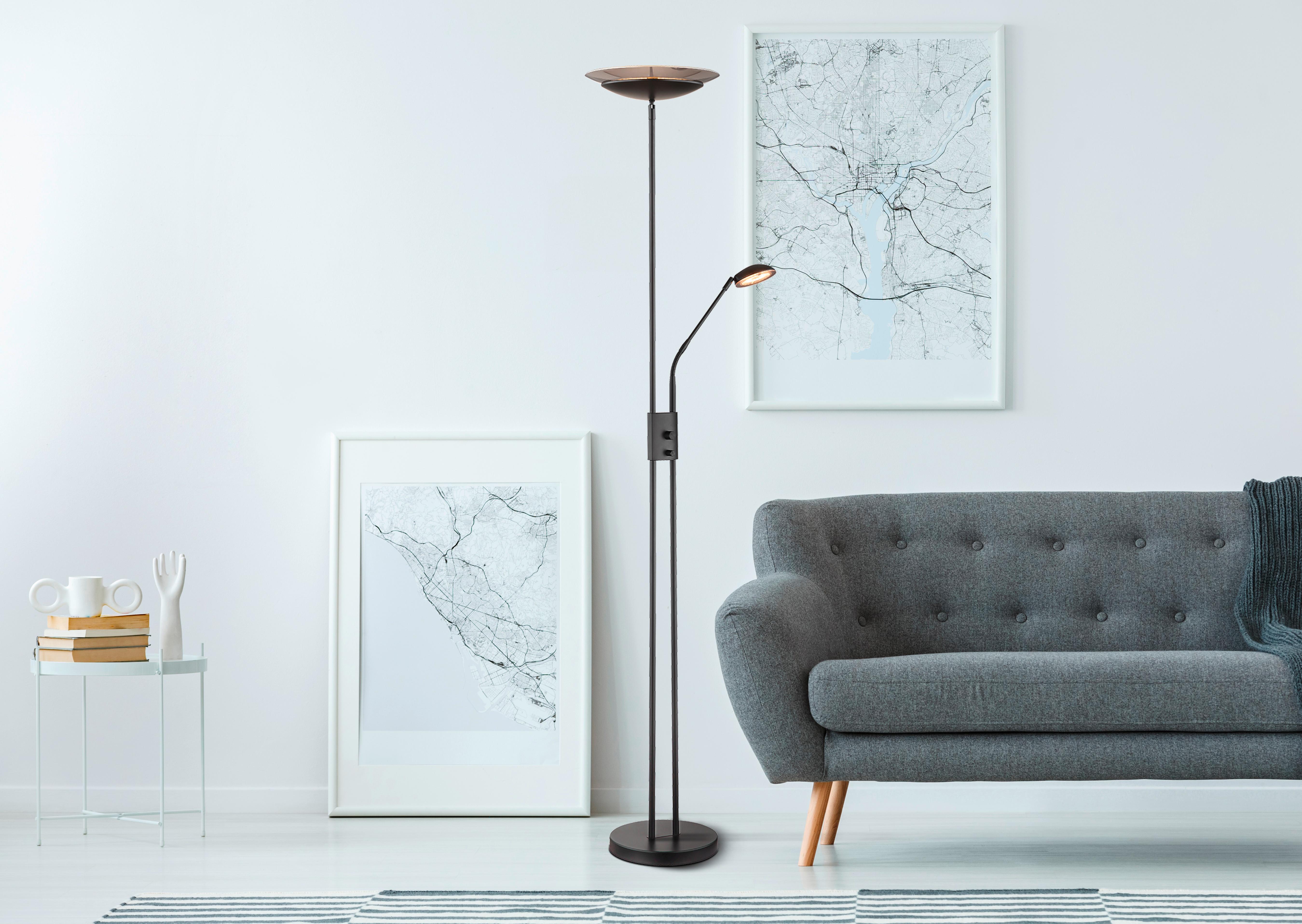 LED-Stehleuchte 58009s - Schwarz, KONVENTIONELL, Glas/Kunststoff (30/178,5cm) - Globo