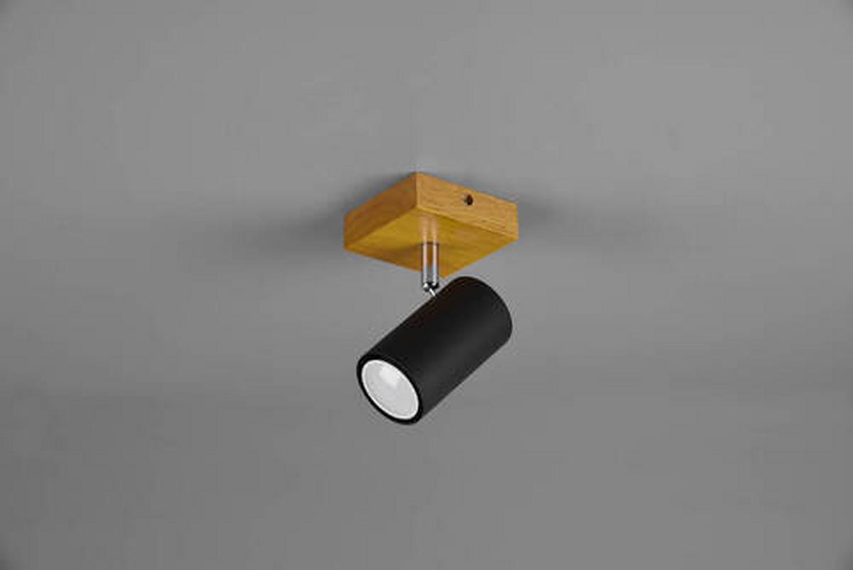 Strahler Spot Marley 1-Flammig verstellbar L: 9 cm - Schwarz, Design, Holz/Metall (9/16/12cm) - Trio Leuchten