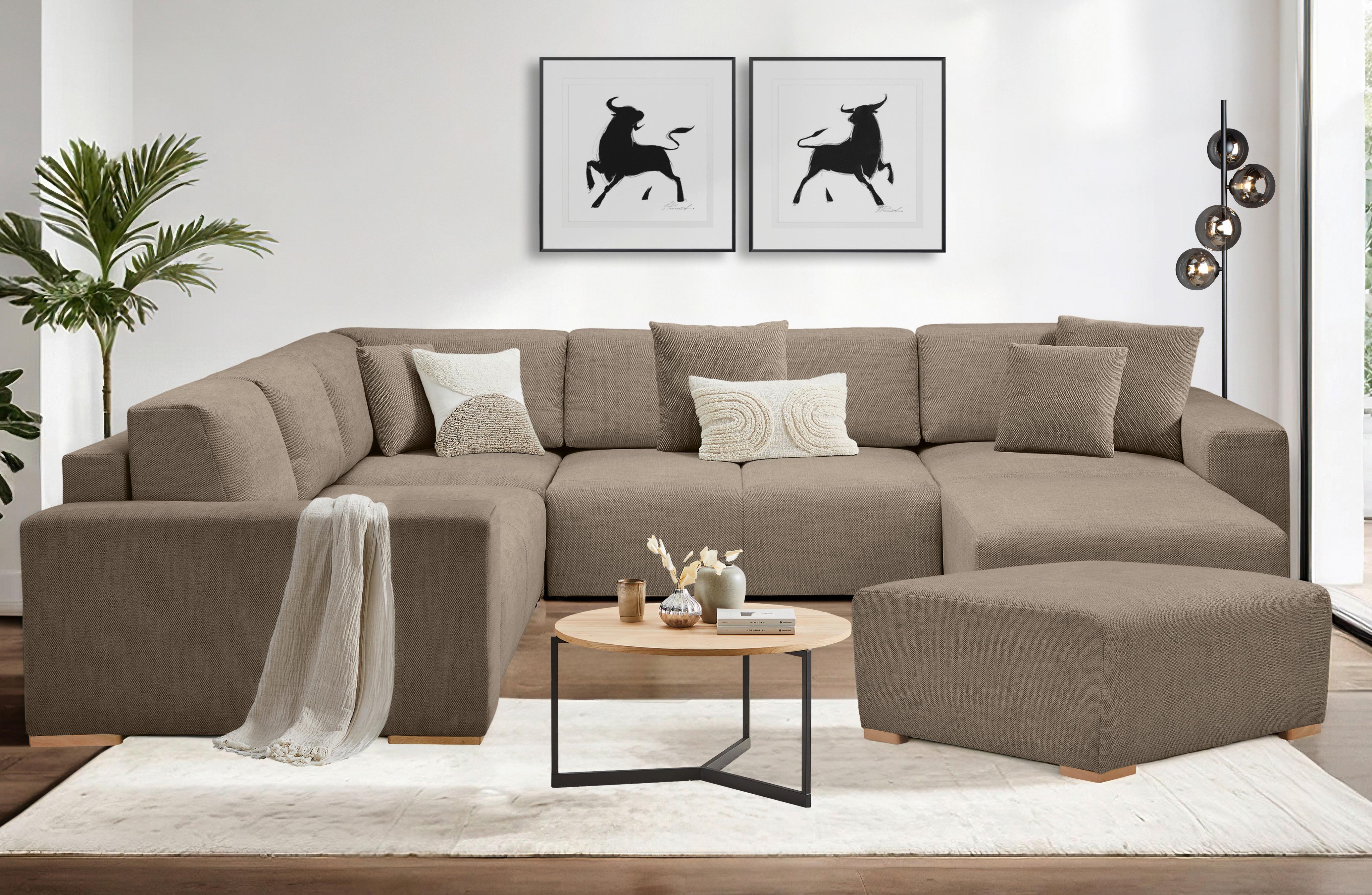 Wohnlandschaft Vouge Braun U: 283x371x208 Cm - Buchefarben/Schwarz, KONVENTIONELL, Textil (283/371/208cm) - Livetastic