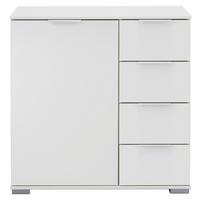 Kommode 81 cm Nadja, Weiß - Silberfarben, KONVENTIONELL, Holzwerkstoff (81/83/41cm) - MID.YOU