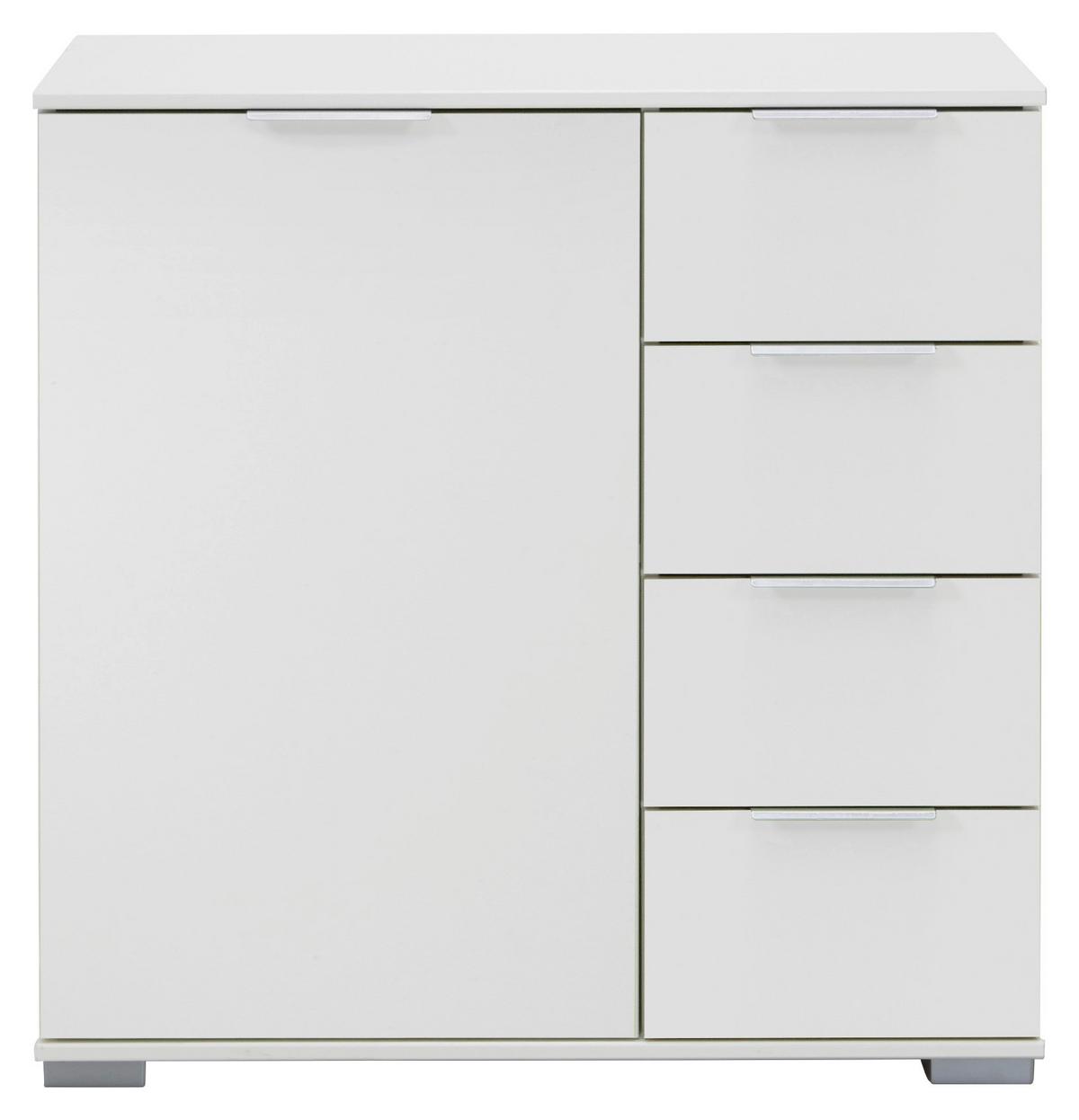 Kommode 81 cm Nadja, Weiß - Silberfarben, KONVENTIONELL, Holzwerkstoff (81/83/41cm) - MID.YOU