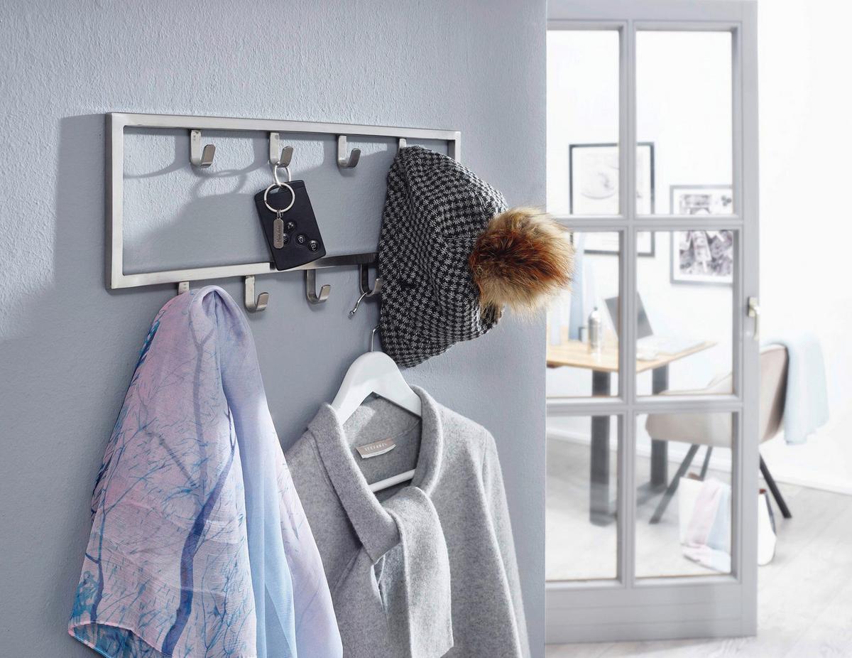 Wandgarderobe Wohnling Silberfarben B:50 cm - Silberfarben, MODERN, Metall (50/20/4cm) - MID.YOU