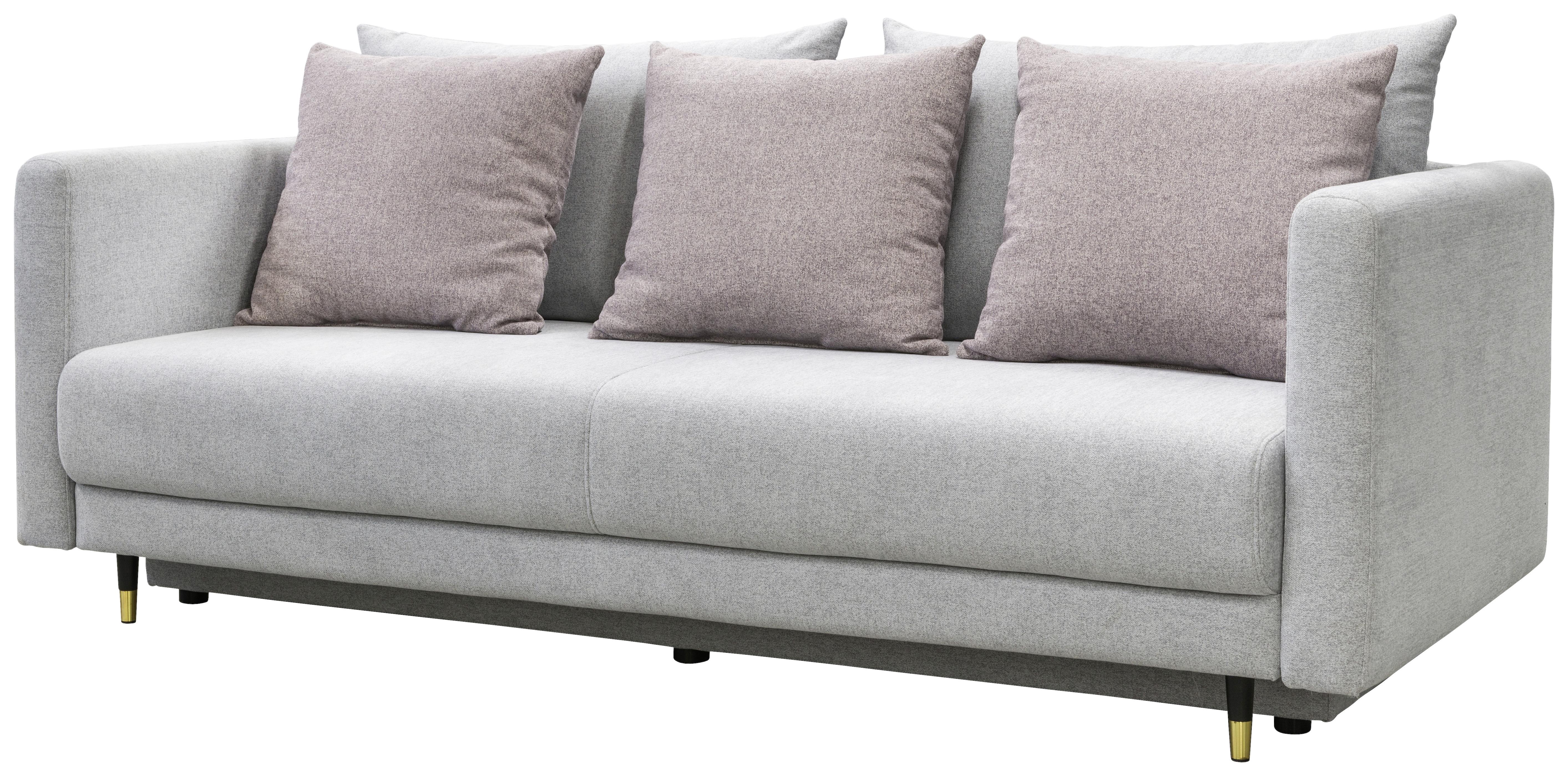 3er-Sofa mit Schlaffunktion + Bettkasten Tessa Grau - Messingfarben/Schwarz, Design, Textil (225/96/118cm) - Luca Bessoni