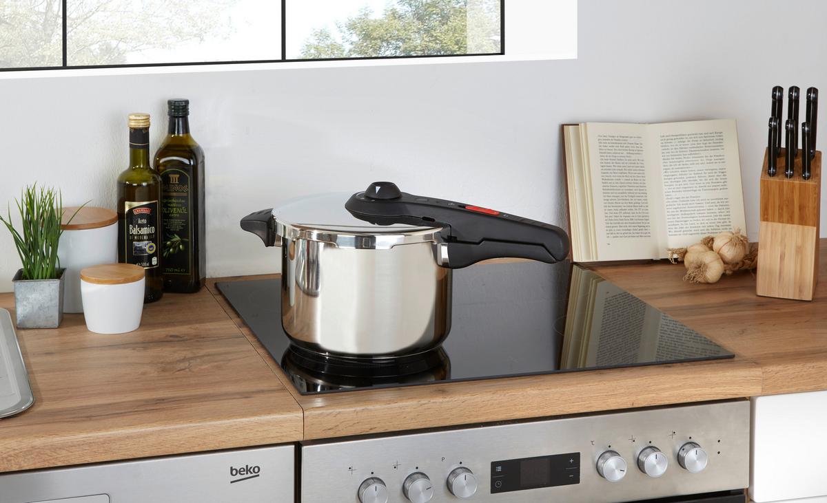 Schnellkochtopf 6 L Edelstahl Rostfrei Und Kratzfest - Alufarben, KONVENTIONELL, Metall (45/27/24,50cm) - Kelomat