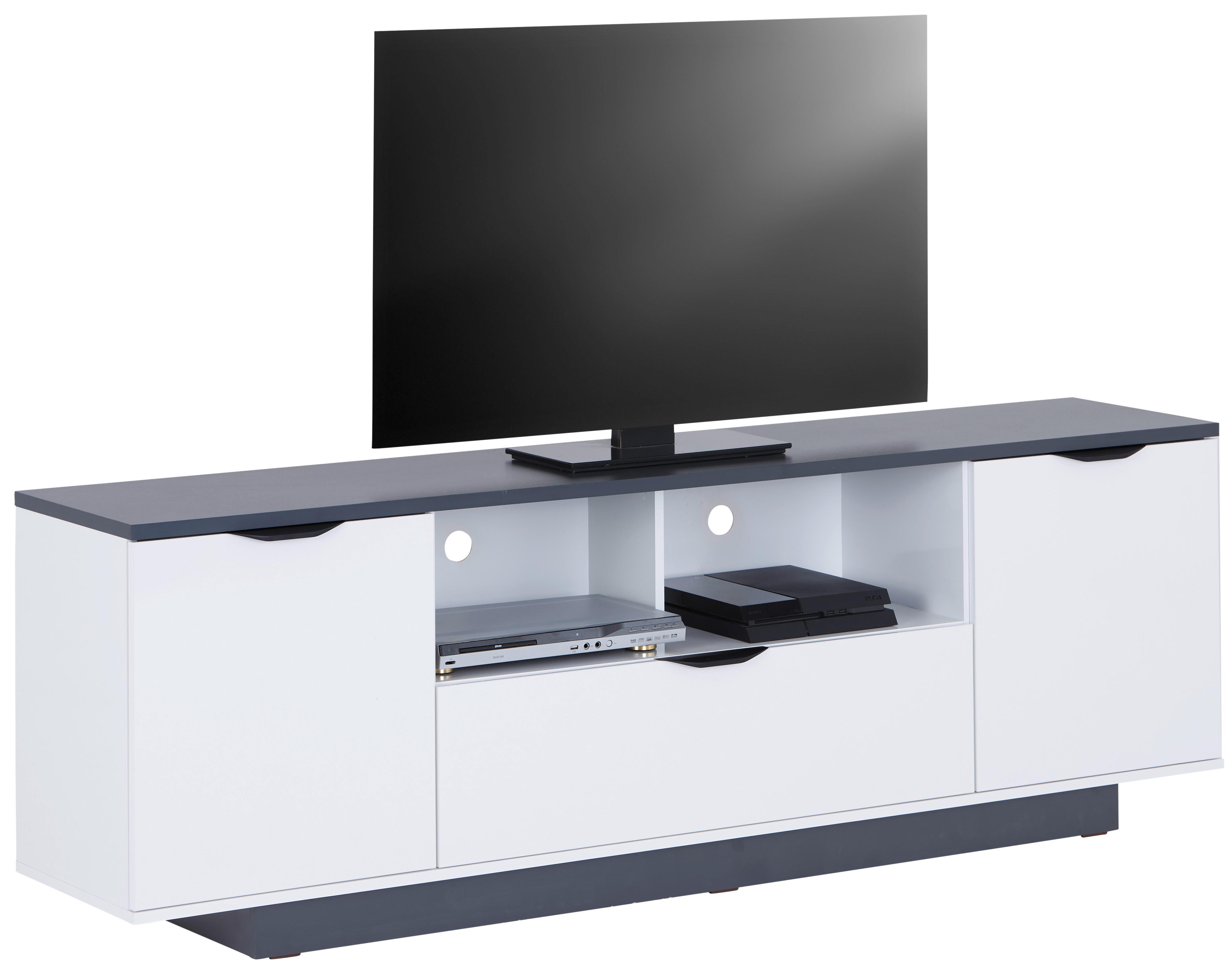 Phonotisch Mx B: 194,2 Cm Anthrazit, Weiß - Weiß Hochglanz/Anthrazit, MODERN, Holzwerkstoff (194,2/65/40cm)